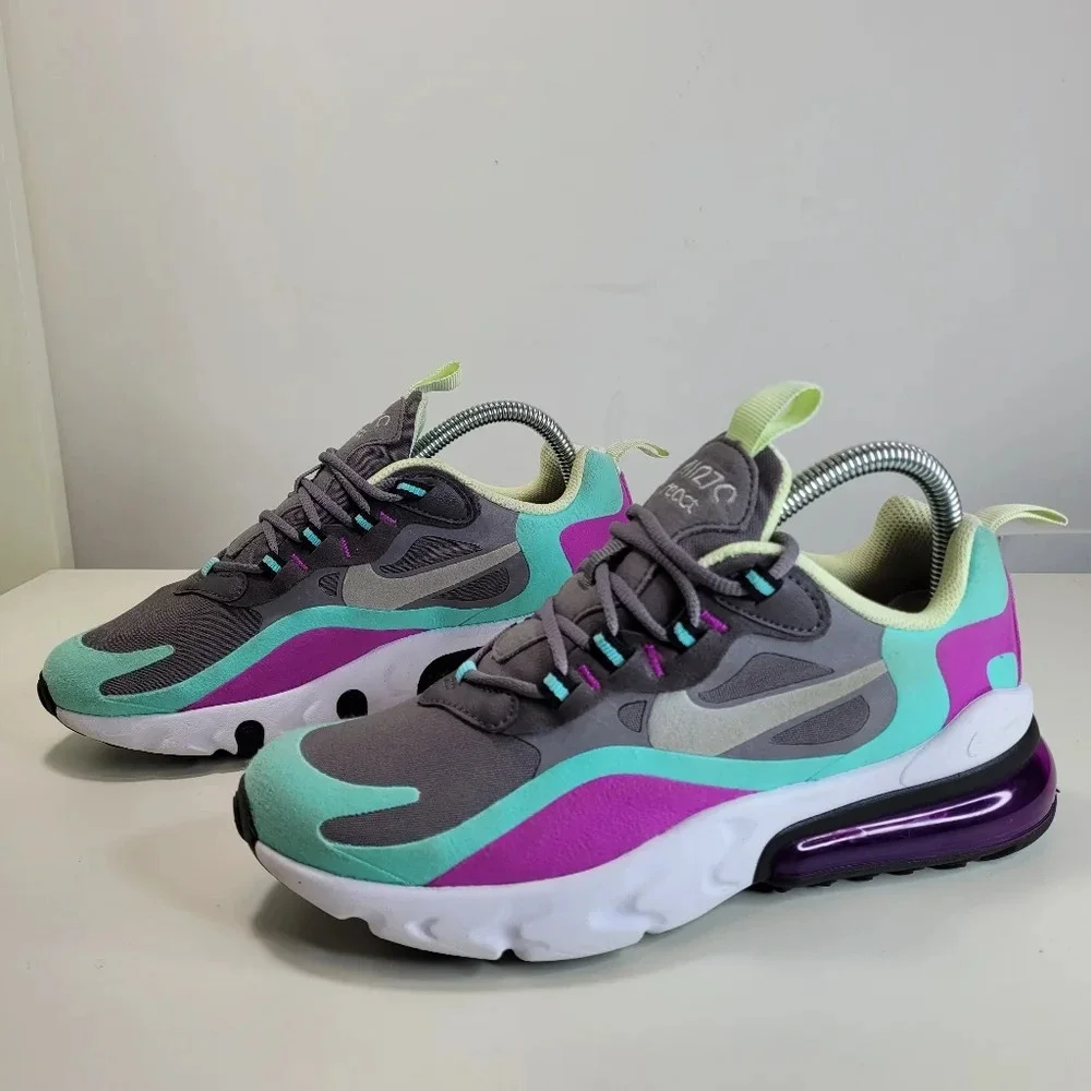 Nike Air Max 270 React 'Gunsmoke Aurora Violet' Size 5.5 Youth